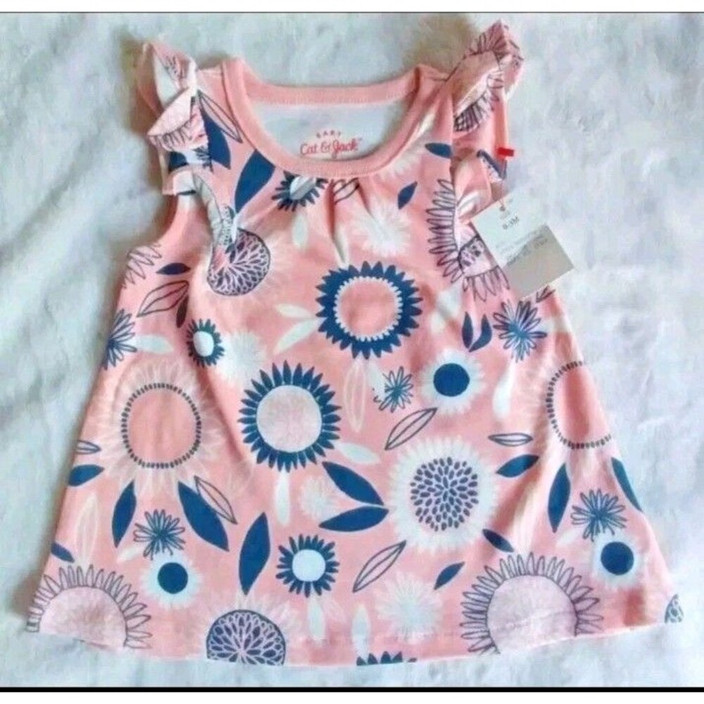 Shirt 0 to 3 month New Girls Cat and Jack Blouse Baby pink sleeveless infant